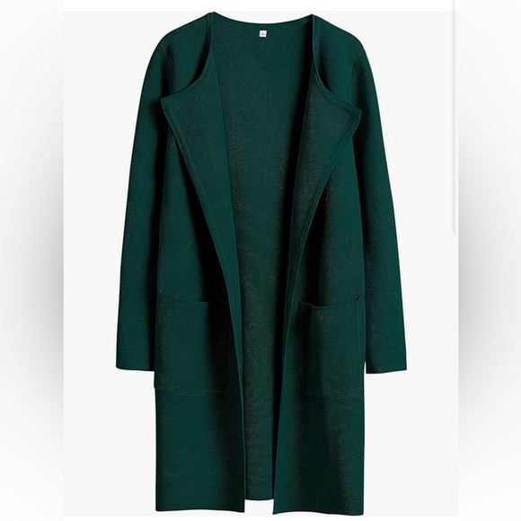 Jackets & Blazers - NWT Green Open Front Knit Lightweight Cardigan Casual Long Coatigan Sweater